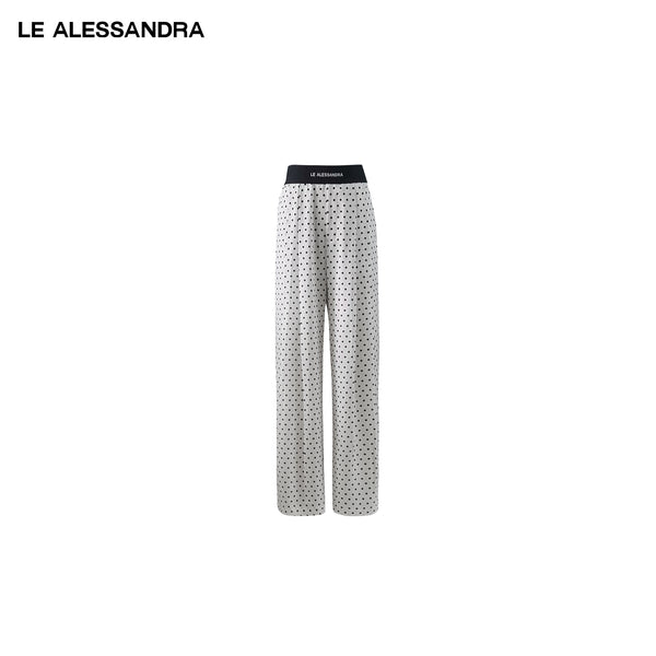品牌直营 LE ALESSANDRA"海滩系列"波点西装松紧腰垂坠长裤