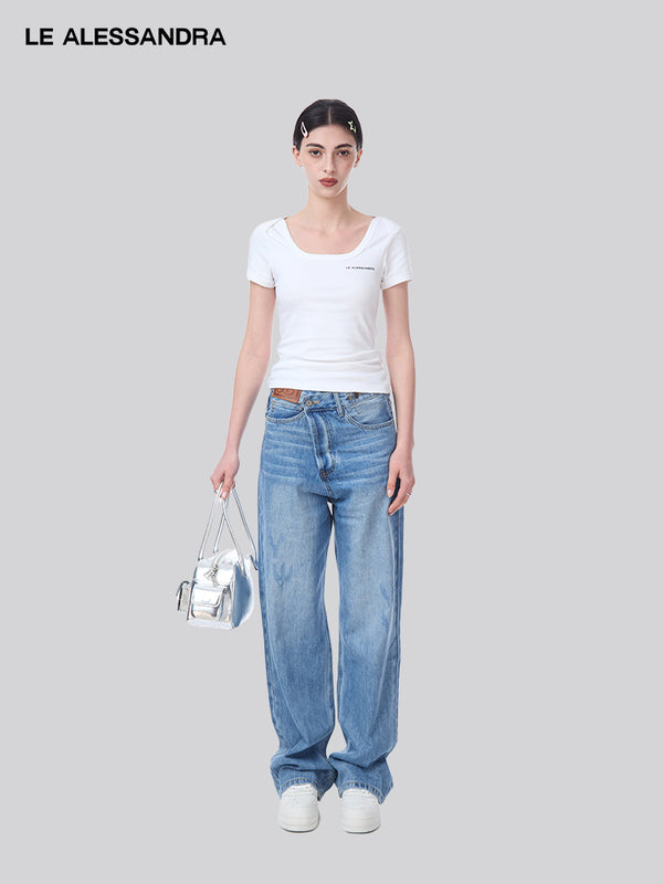 Crossover Square Neck T-Shirt